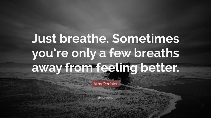 Amy Poehler Quote: “Just breathe. Sometimes you’re only a few breaths away from feeling better.”