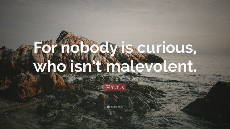 Plautus Quote: “For nobody is curious, who isn’t malevolent.”
