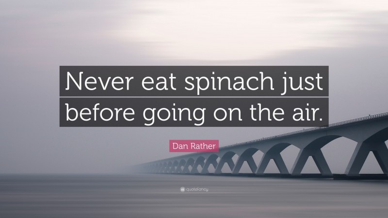 Dan Rather Quote: “Never eat spinach just before going on the air.”