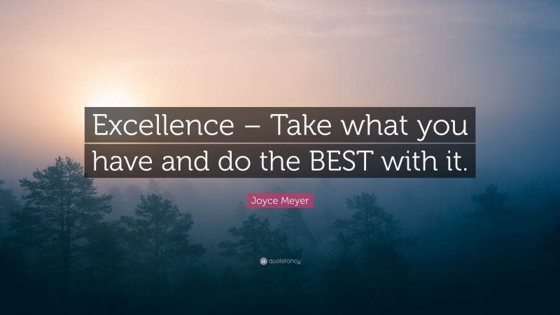 Joyce Meyer Quote: “Excellence – Take what you have and do the BEST with it.”