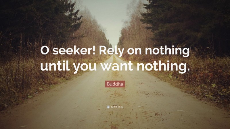 Buddha Quote: “O seeker! Rely on nothing until you want nothing.”