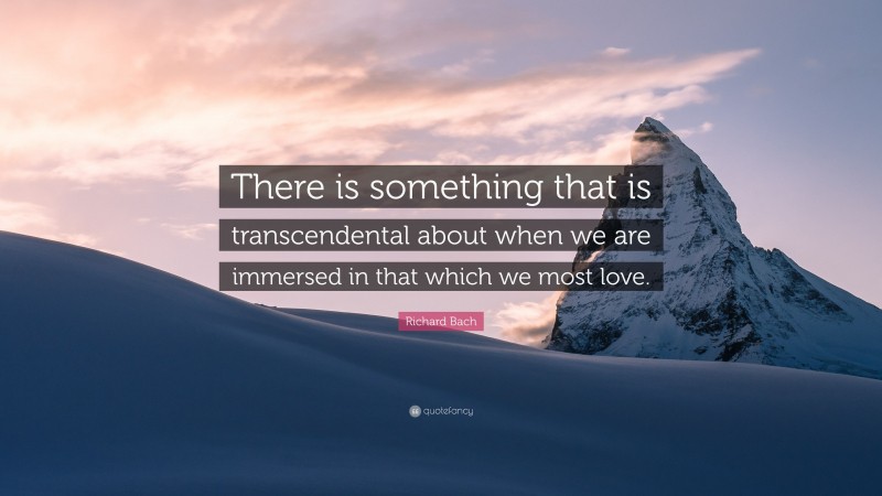 Richard Bach Quote: “There is something that is transcendental about when we are immersed in that which we most love.”