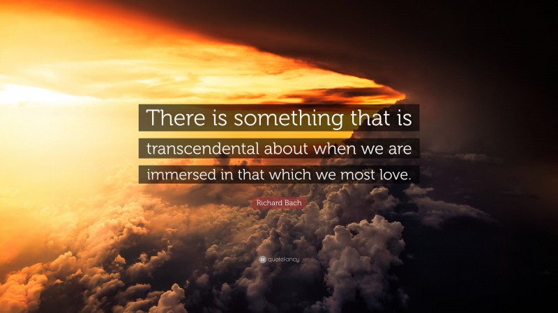 Richard Bach Quote: “There is something that is transcendental about when we are immersed in that which we most love.”