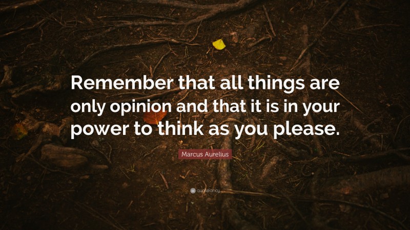 Marcus Aurelius Quote: “Remember that all things are only opinion and that it is in your power to think as you please.”