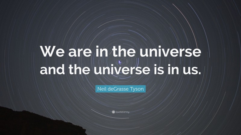 Neil deGrasse Tyson Quote: “We are in the universe and the universe is in us.”