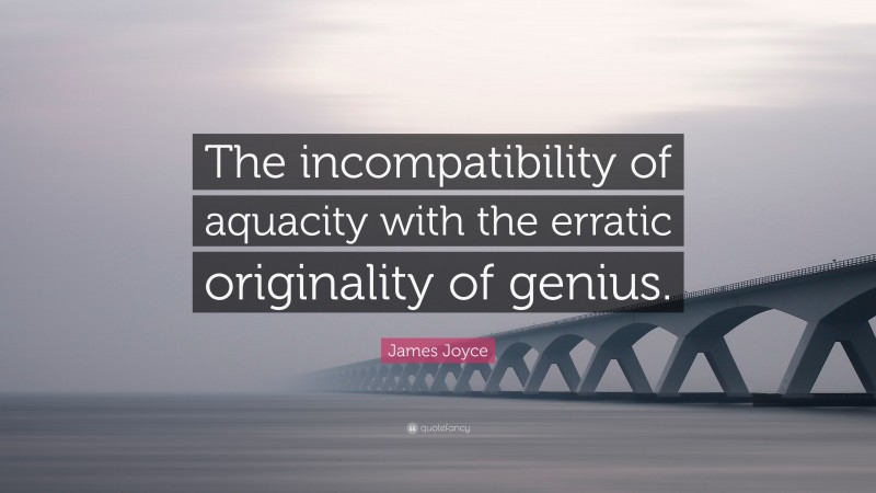 James Joyce Quote: “The incompatibility of aquacity with the erratic originality of genius.”