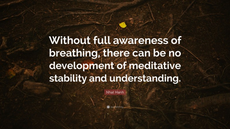 Nhat Hanh Quote: “Without full awareness of breathing, there can be no development of meditative stability and understanding.”