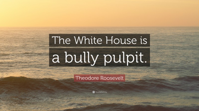 Theodore Roosevelt Quote: “The White House is a bully pulpit.”