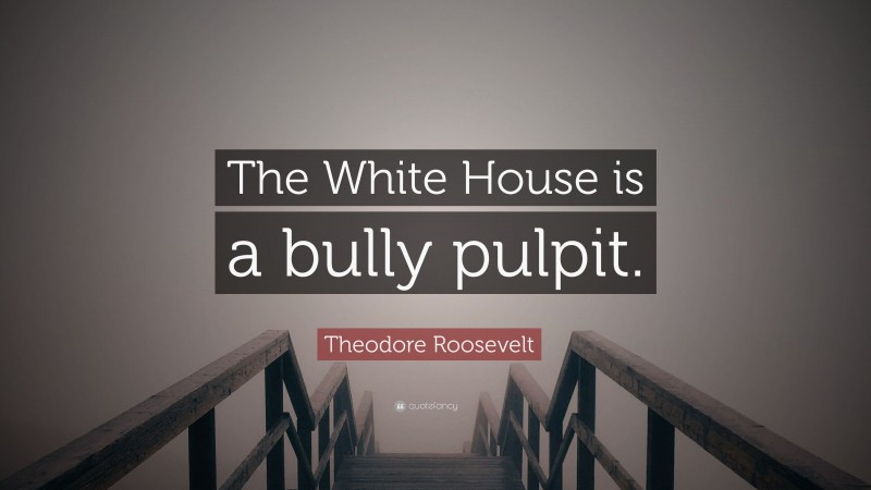 Theodore Roosevelt Quote: “The White House is a bully pulpit.”