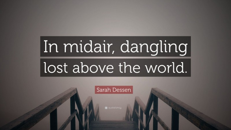 Sarah Dessen Quote: “In midair, dangling lost above the world.”