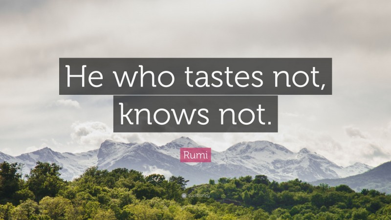 Rumi Quote: “He who tastes not, knows not.”