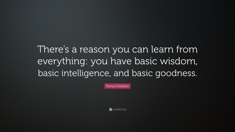 Pema Chödrön Quote: “There’s a reason you can learn from everything: you have basic wisdom, basic intelligence, and basic goodness.”
