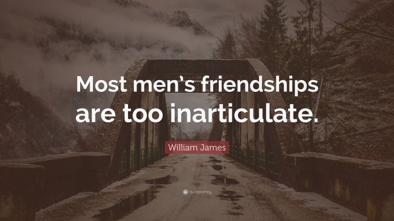 William James Quote: “Most men’s friendships are too inarticulate.”