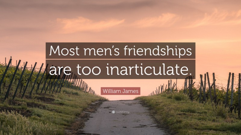 William James Quote: “Most men’s friendships are too inarticulate.”