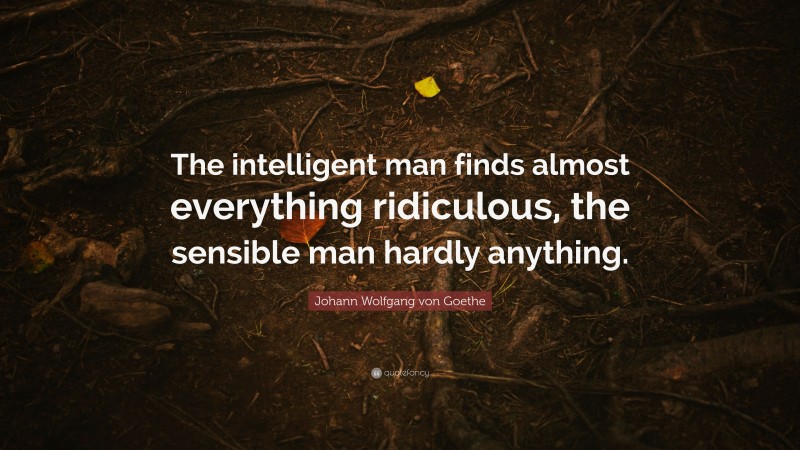 Johann Wolfgang von Goethe Quote: “The intelligent man finds almost everything ridiculous, the sensible man hardly anything.”