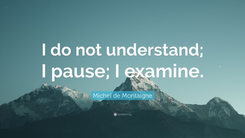 Michel de Montaigne Quote: “I do not understand; I pause; I examine.”