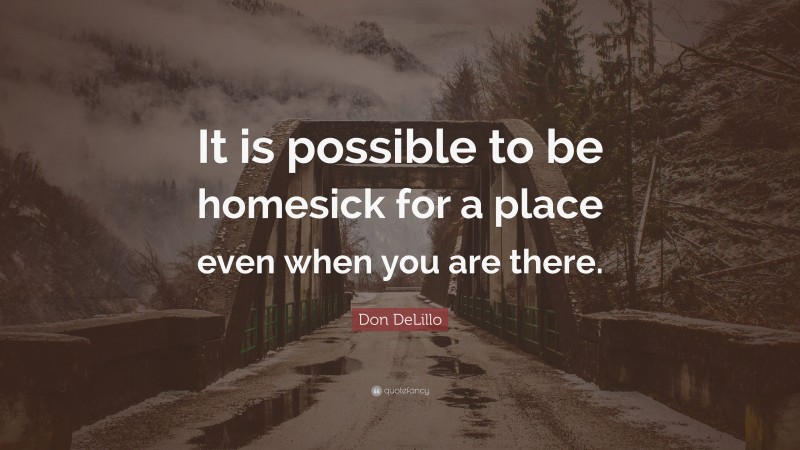Don DeLillo Quote: “It is possible to be homesick for a place even when you are there.”
