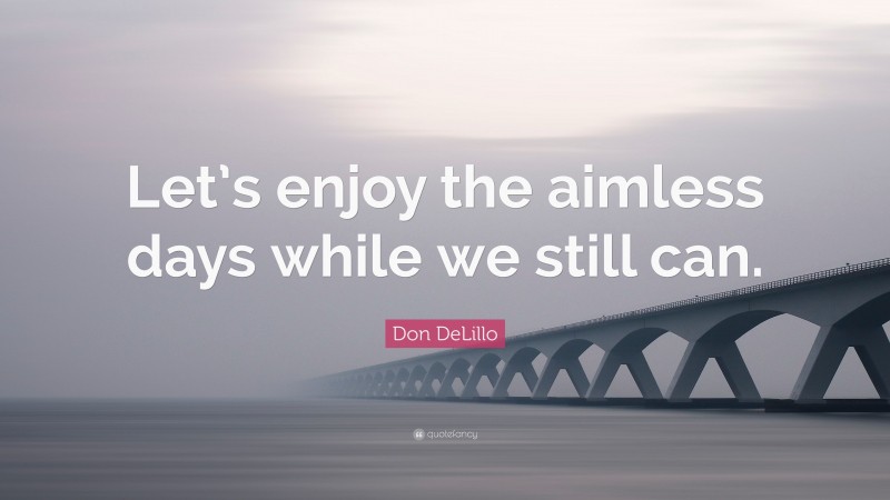 Don DeLillo Quote: “Let’s enjoy the aimless days while we still can.”