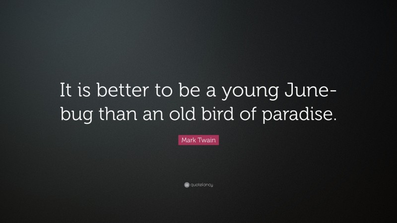 Mark Twain Quote: “It is better to be a young June-bug than an old bird of paradise.”