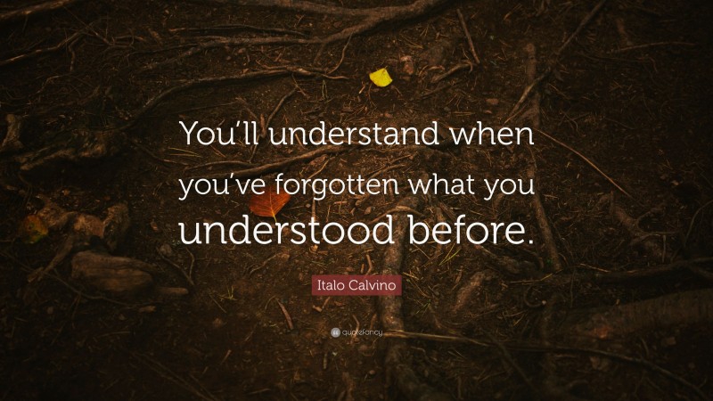 Italo Calvino Quote: “You’ll understand when you’ve forgotten what you understood before.”
