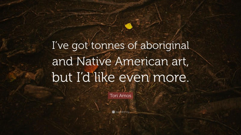 Tori Amos Quote: “I’ve got tonnes of aboriginal and Native American art, but I’d like even more.”