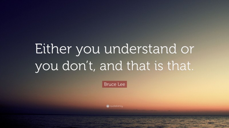 Bruce Lee Quote: “Either you understand or you don’t, and that is that.”