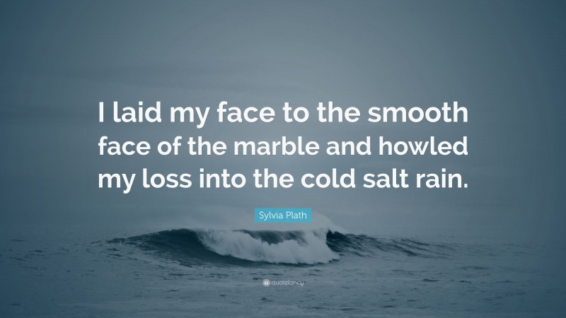 Sylvia Plath Quote: “I laid my face to the smooth face of the marble and howled my loss into the cold salt rain.”