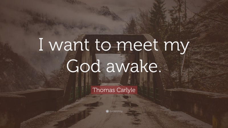 Thomas Carlyle Quote: “I want to meet my God awake.”