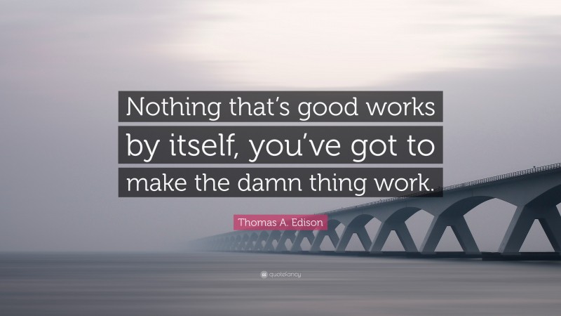 Thomas A. Edison Quote: “Nothing that’s good works by itself, you’ve got to make the damn thing work.”