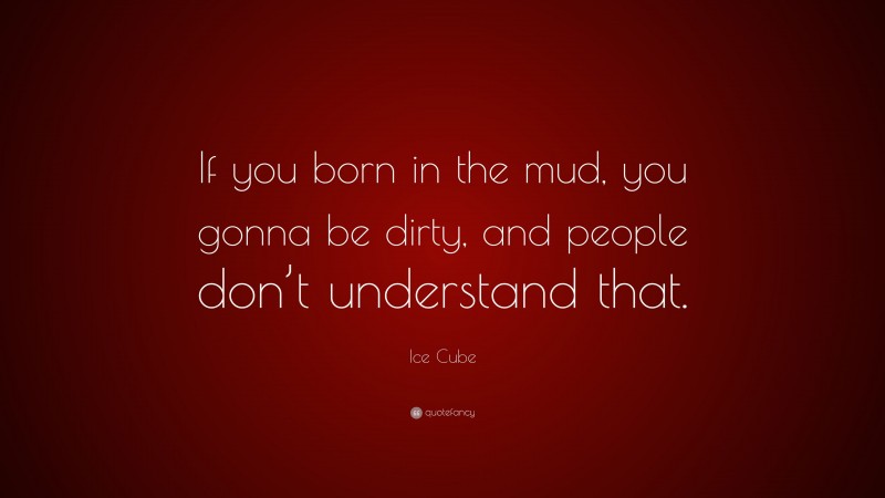 Ice Cube Quote: “If you born in the mud, you gonna be dirty, and people don’t understand that.”