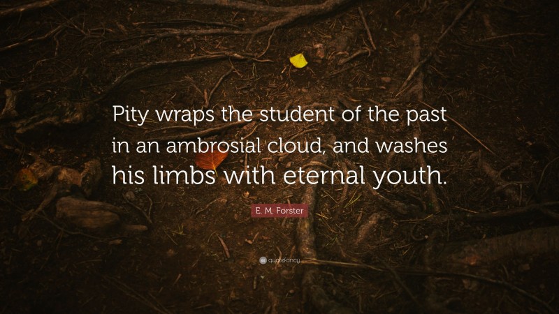 E. M. Forster Quote: “Pity wraps the student of the past in an ambrosial cloud, and washes his limbs with eternal youth.”