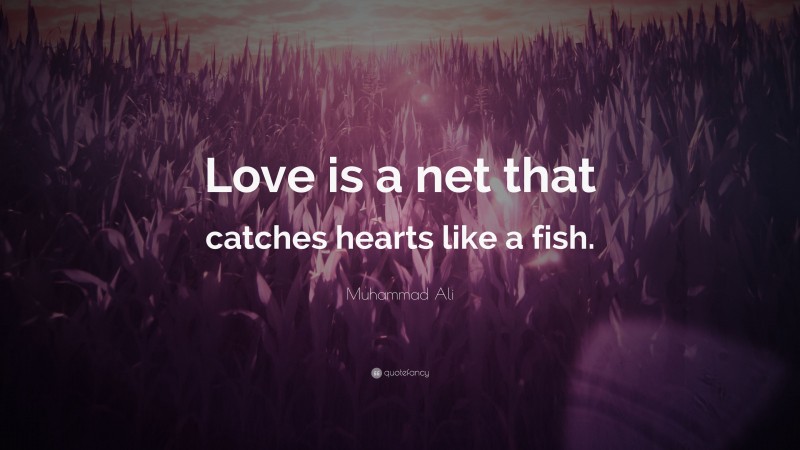 Muhammad Ali Quote: “Love is a net that catches hearts like a fish.”