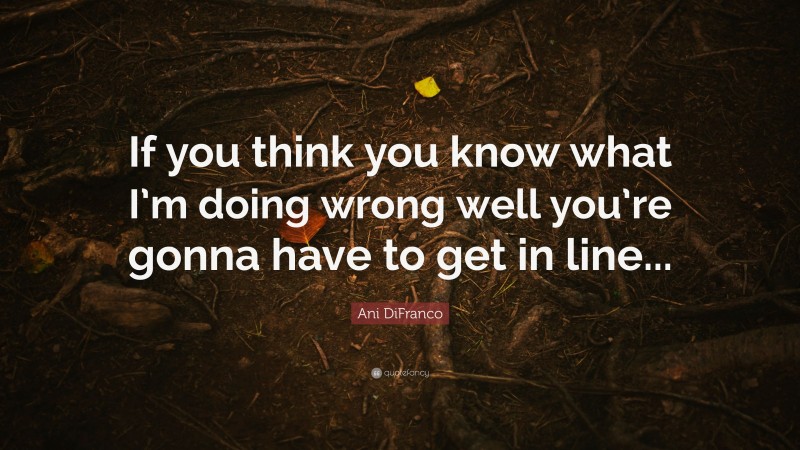 Ani DiFranco Quote: “If you think you know what I’m doing wrong well you’re gonna have to get in line...”