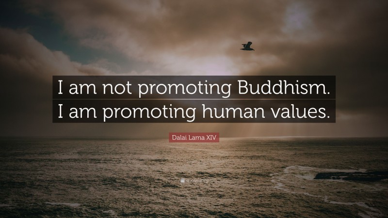 Dalai Lama XIV Quote: “I am not promoting Buddhism. I am promoting human values.”