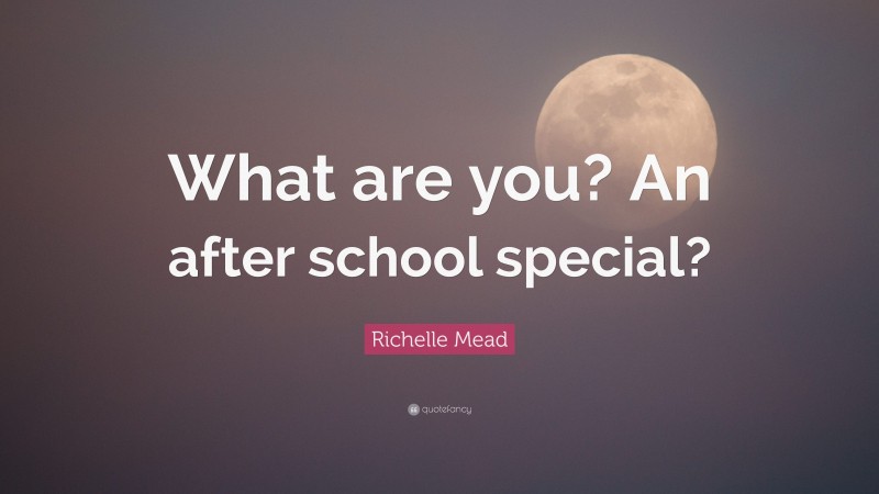 Richelle Mead Quote: “What are you? An after school special?”