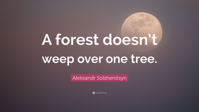 Aleksandr Solzhenitsyn Quote: “A forest doesn’t weep over one tree.”