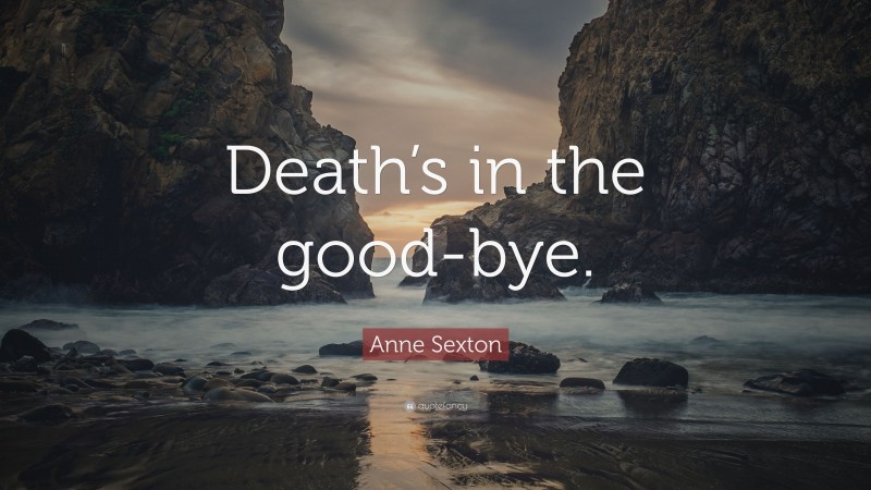 Anne Sexton Quote: “Death’s in the good-bye.”