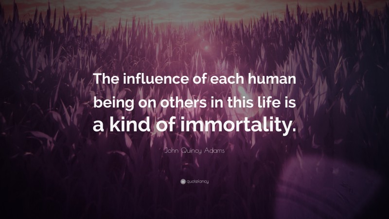 John Quincy Adams Quote: “The influence of each human being on others in this life is a kind of immortality.”