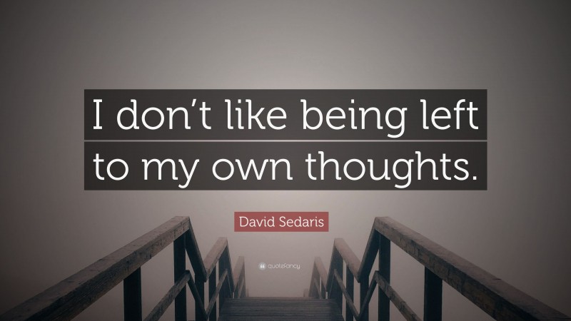 David Sedaris Quote: “I don’t like being left to my own thoughts.”