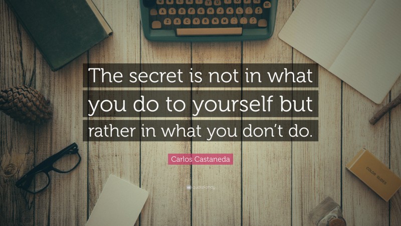 Carlos Castaneda Quote: “The secret is not in what you do to yourself but rather in what you don’t do.”