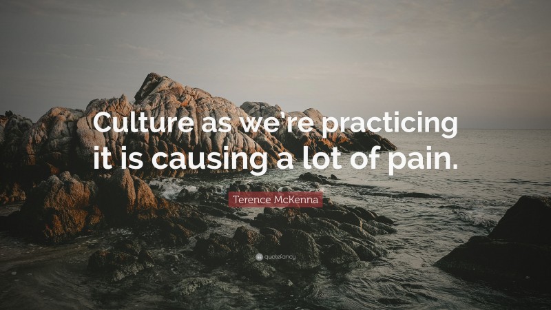 Terence McKenna Quote: “Culture as we’re practicing it is causing a lot of pain.”