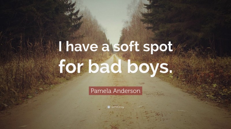 Pamela Anderson Quote: “I have a soft spot for bad boys.”