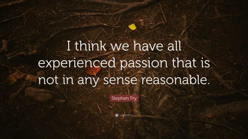 Stephen Fry Quote: “I think we have all experienced passion that is not in any sense reasonable.”