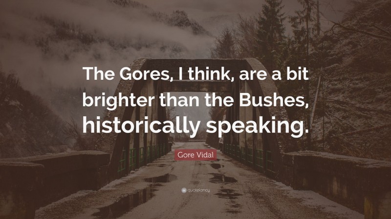 Gore Vidal Quote: “The Gores, I think, are a bit brighter than the Bushes, historically speaking.”