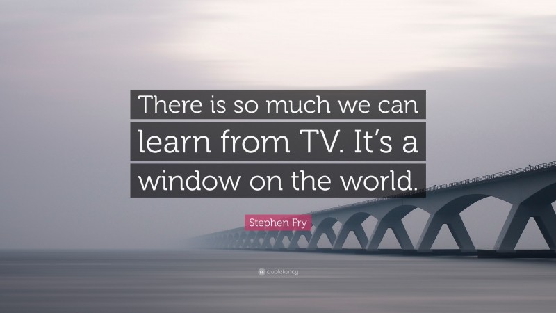 Stephen Fry Quote: “There is so much we can learn from TV. It’s a window on the world.”