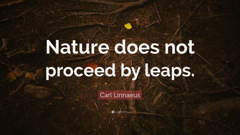 Carl Linnaeus Quote: “Nature does not proceed by leaps.”