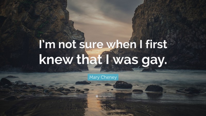 Mary Cheney Quote: “I’m not sure when I first knew that I was gay.”