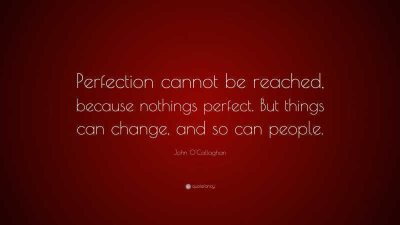 John O'Callaghan Quote: “Perfection cannot be reached, because nothings perfect. But things can change, and so can people.”