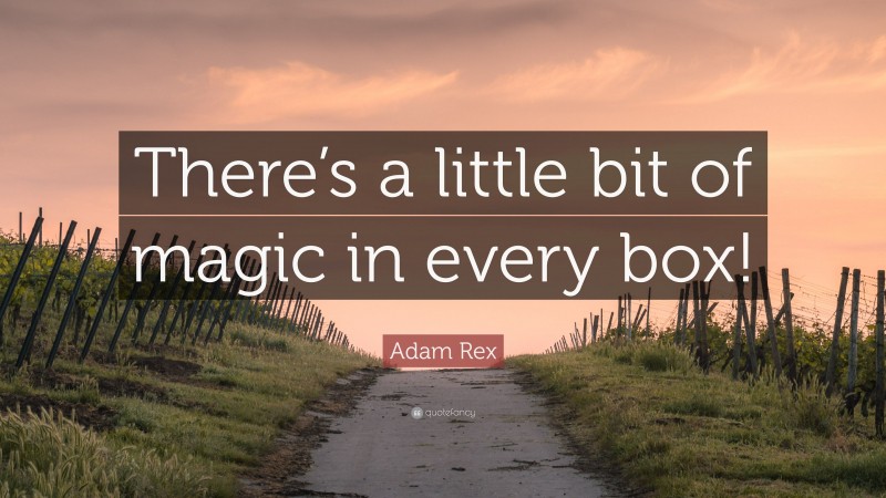 Adam Rex Quote: “There’s a little bit of magic in every box!”