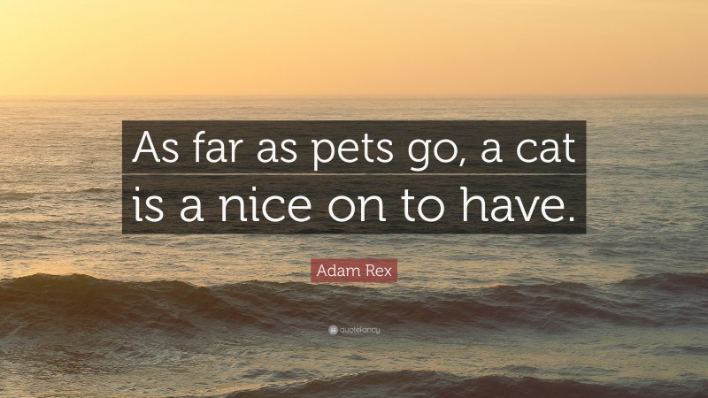 Adam Rex Quote: “As far as pets go, a cat is a nice on to have.”